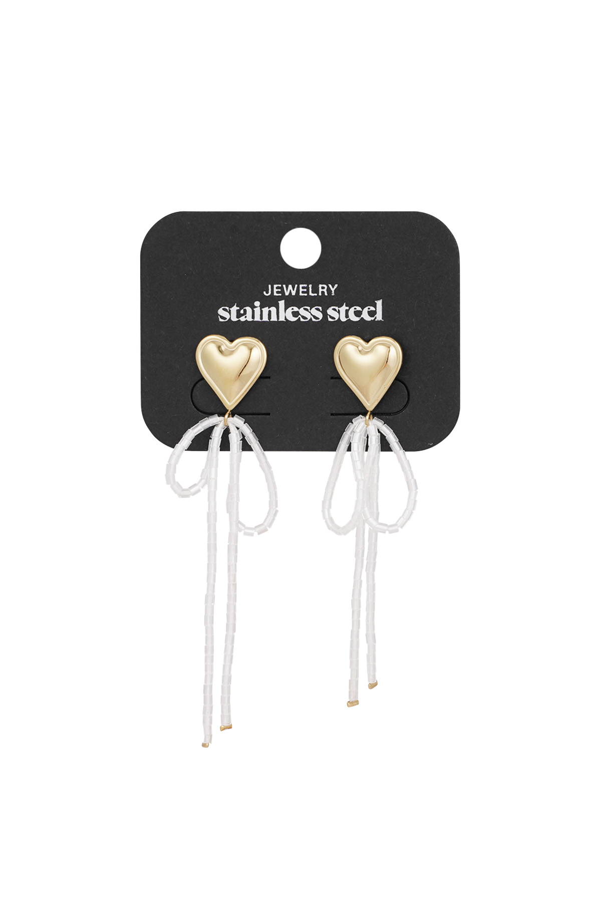 Earrings bow to my heart - white gold Picture2